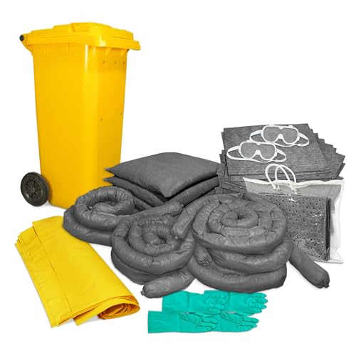 Image of TRADESAFE Universal Spill Kit OSHA Approved- Spill Kit Bucket 41-Gallon Capacity, Drum Spill Kit, Absorbent Pads, Absorbent Socks, Pillow, Gloves, Goggles, Hazmat Bags, Storage Bag, 61 Pieces