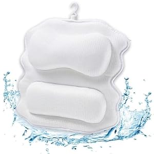 Bath Tub Pillow Luxury Bath Pillow for Bathtub Neck and Back Support, Bathtub Pillow with Soft 4D Mesh Fabric and Non-Slip Suction Cups, Relaxing Bath Gifts, Fits All Bathtub, Double Cushion