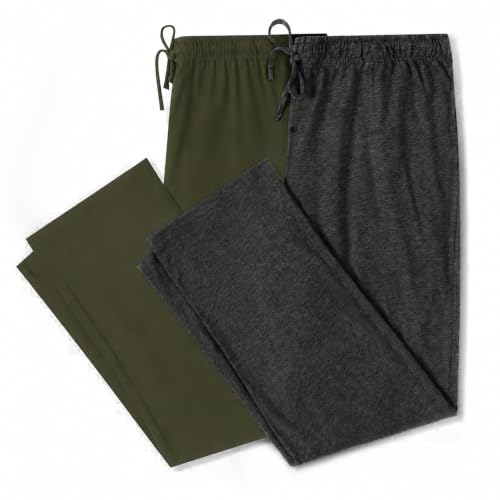 Image of U2SKIIN 2 Pack Men Cotton Pajama Pants Soft Lightweight Pj Bottoms | Lounge Pant with Pockets and Button Fly, Breathable Sleep Pants, Year-Round Comfort, Classic Fit