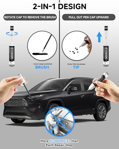 Image of 202 Black Touch Up Paint Compatible with Toyota Exact Match 2 in 1 Touch up Paint for Chips and Nicks Repair