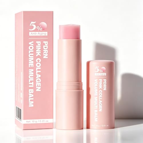 PDRN Pink Collagen Volume Multi Balm Stick - Wrinkle & Hydrating Stick for Face Lips Eyes Neck Makeup Base Deeply Nourishes for Smooth Healthy-Looking Skin (1Pack)
