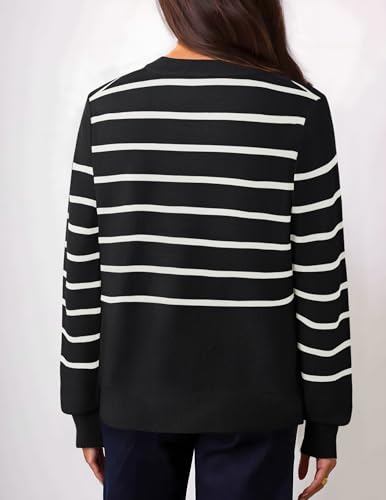 ZESICA Women's Striped Cardigan Sweaters Fall 2025 Long Sleeve Open Front Button Down Knit Outerwear Coat Trendy Clothes3