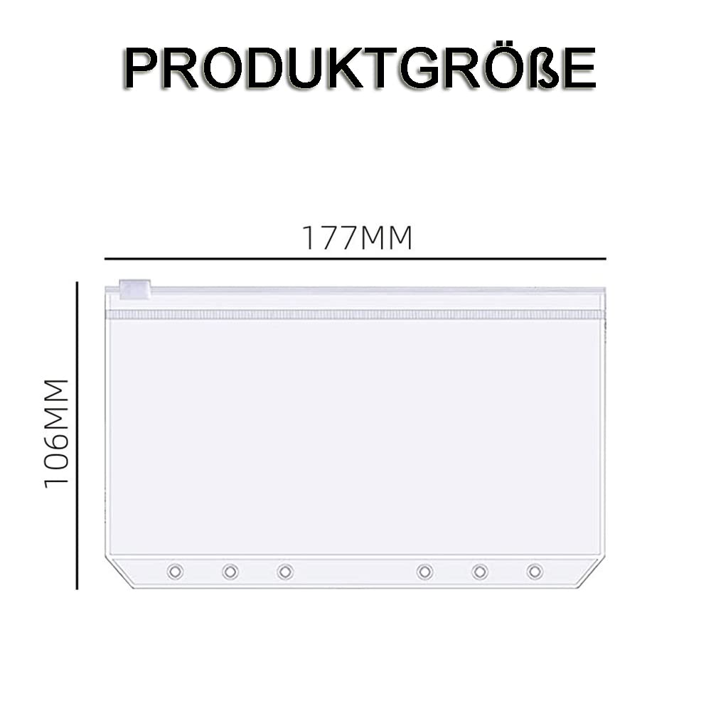 A6 Folder YUNYAN 15 Pieces Waterproof Plastic Binder Pockets A6 Binder Pockets 6 Holes Document Bag Loose Leaf Pockets Zip Bag for Documents Notebooks Cards - Image 2