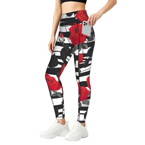 Leggings con estampado de rosas negras de deporte diario para estilizar tus rutinas activas