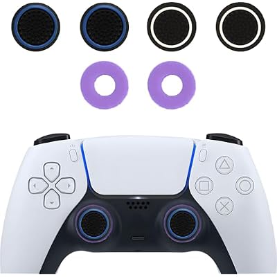 MysticHome No - Slip Thumb Grips & Precision Rings | Universal Controller Accessories for Nintendo Switch Pro, PS4, PS5, Xbox One & Series X | 6PCS Black+Purple