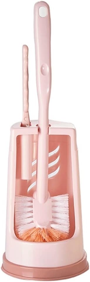 Toilet Brush Holder Toilet Brush Holder Household Bathroom Toilet Cleaning Brush 360° No Dead End Toilet Bowl Brush Floor-standing Toilet Cleaning Brushs Set with Base Toilet Brush Holders(Pink)