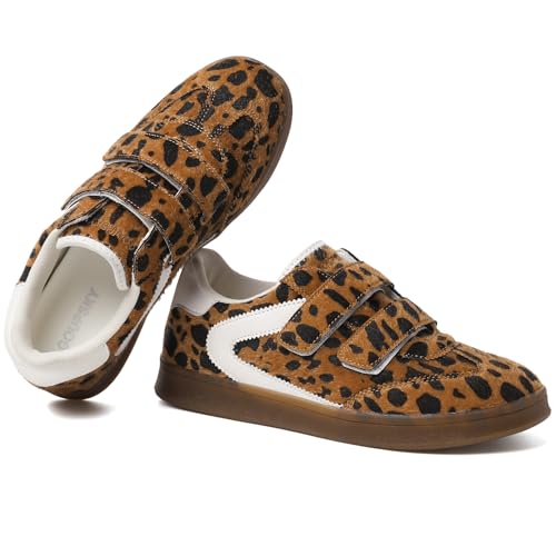 GOUPSKY Leopard Fashion Sneakers for Women Casual Walking Velcro Shoes Non-Slip Lightweight Tennis Shoes Womens Sneakers with Comfortable Memory Foam Insole Size 7.5 — view 4