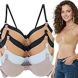 ToBeInStyle - Juego de 6 sujetadores clásicos de estilo surtido para mujer, Paquete de 6: colores básicos inalámbricos,...