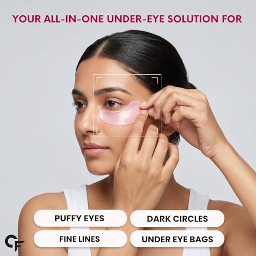 Image of Carbamide Forte Hydrogel Under Eye Patches For Dark Circles | Under Eye Mask with Caffeine, Rose Extract, Niacinamide | Reduces Dark Circles & Puffiness | Hydrating & Brightening Eye Patches | 60 Patches (30 Pairs)