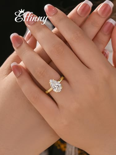 3.5ct Solitaire Pear Shaped Engagement Ring For Women,Noble Gold Tone Crushed Ice Sterling Silver Simulated Diamond Promise Ring4