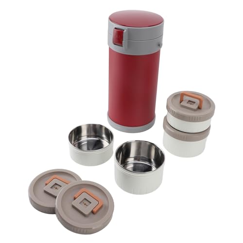 equlup Caja apilable aislada Bentos de 2.9 L, acero inoxidable 304 aislado al vacío, apto para microondas, lonchera a prueba de fugas con asa de correa para la escuela y la oficina (egalucagcilu-11)