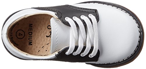 Footmates Cheer Lace-Up Saddle Oxford Girls And Boys Dress Shoes With Wide Toe Box And Custom-Fit Insoles, Non-Marking Outsoles - White/Black, 1 Little Kid (4-8 Years) #TOP4