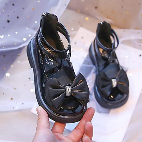 Fashion Spring and Summer Children Casual Shoes Girls Leather Shoes Thick Soles High Top Back Zippers Girls Rain Boot (Black, 4-4.5 Years Toddler)2