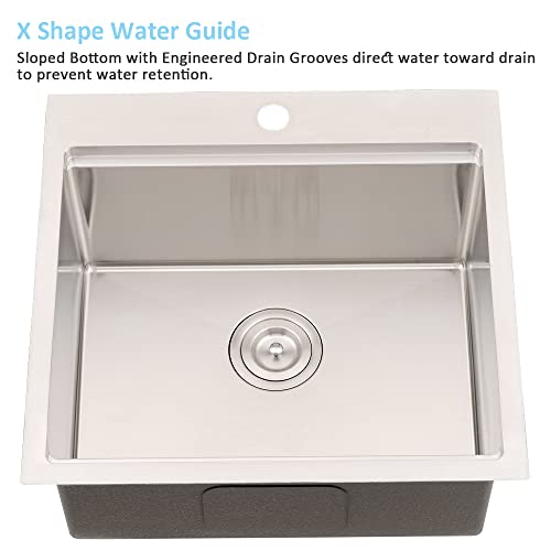 Bar Sink Drop In Workstation-Bokaiya 21x20 Small Outdoor Rv Drop In Kitchen Sink 16 Gauge Stainless Steel Single Bowl Wet Bar Sinks with Cutting Board