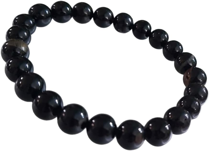 Enchanting Krystals Black Tourmaline bracelet 10mm, for protection from negetive energy and influence, reduce stress, balance chakra, healing crystal