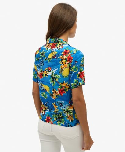 Superdry Camicia Da Donna Beach Resort, Oceano Delfino Blu, 44 - 4