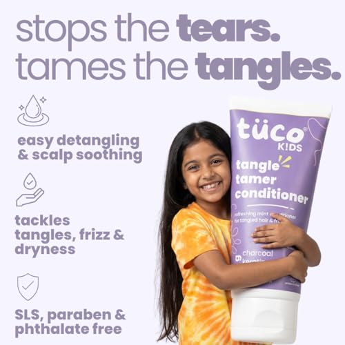 Image of Tuco Kids Tangle Tamer Hair Conditioner | Jojoba Oil & Keratin | pH Balanced, Frizz Free, Hypoallergenic | Ages 2-5, 4-10, 10-15, 5-10 Years | Paraben & Sulphate Free | 50ml (Pack Of 1)