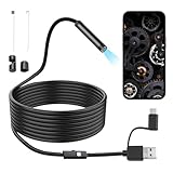 Endoskopkamera HD mit 6 verstellbaren LEDs, 1080P Industrielles Endoskop, wasserdicht IP67, 3-in-1, USB Typ C/Micro-USB, Inspektionskamera für Android, PC, Auto, Kanalisation, Sanitär- und