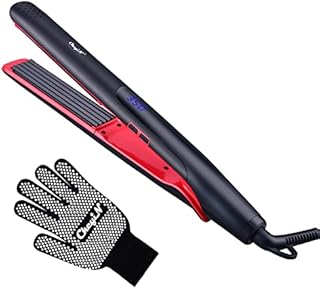 CkeyiN 1 inch Hair Crimping Iron, Upgraded Crimper Iron with LCD Display for Fluffy Hairstyle, Corn, Perm, Waves, Anti Static Crimping Hair Iron 12 Gears Adjust Temperature for All Hair Types