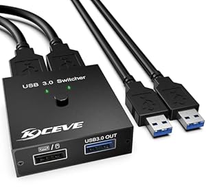 YOUTINGHDAV USB Switch voor 2 pc's, USB 2.0-switch 2-in-2 out voor het delen van muis, toetsenbord, printer, U-schijf tussen 2 computers