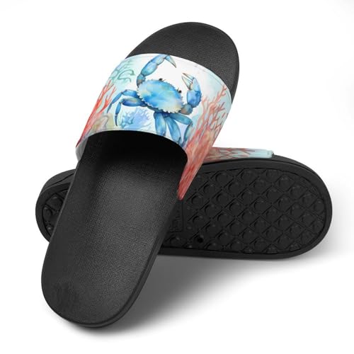 Crab And Corals Watercolor House Sandals Non-Slip Bathroom Slippers Beach Summer Shoes for Men Women4