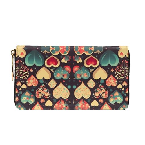 Heart Crush Flower Women's Wallet Long Zip Around, Premium Vegan Leather Wallet with 12 Card Holders, Large Capacity,Gift Ready Packaging2