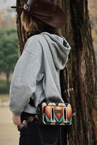 Wrangler Aztec Crossbody Bag for Women Multi Pocket Shoulder Bag Boho Cross Body Wallet Purse3