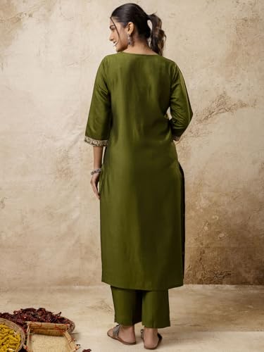 Image of VredeVogel Kurta Set with Dupatta | Embroidered Viscose Rayon Kurta Pant Set for Women | Women's Ethnic Casual Kurti Set