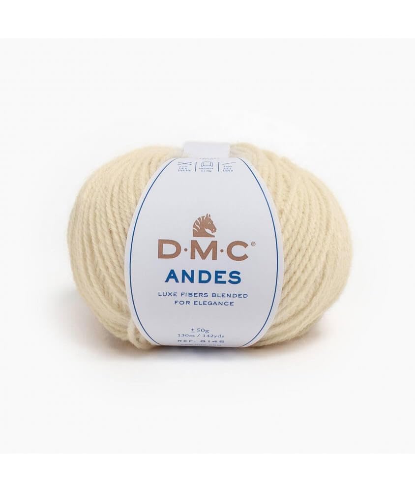 Fil à Tricoter DMC Andes - 55% Acrylique, 25% Polyamide, 20% Alpaga, Doux Pour Peaux Sensibles, Aiguille 5mm