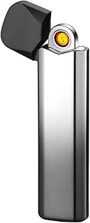 YOZWOO Electric Lighter Mini Plasma Lighter Portable Lighter USB Rechargeable Lighter Ultra-Thin Windproof Lighter Cool Pattern with Charging Indicator. (Silver)