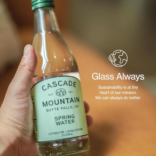 image for Cascade Mountain Mineral Water in Glass Bottle | 12oz (12 Pack) | 7.7 