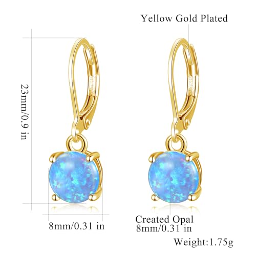 CiNily Round-Cut Opal Dangle Earrings, Green Fire Opal Rhodium Plated Women Jewelry Leverback Gemstone Drop Earrings4
