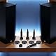 PrecisionGeek - Lautsprecher Spikes und Pads Set, Schwarz Stahl, Schwarzoxid, Spikes M8 45 mm lang mit Sicherungsmutter und Pads, schlanke Form - Set mit 4 Spikes und 4 Pads