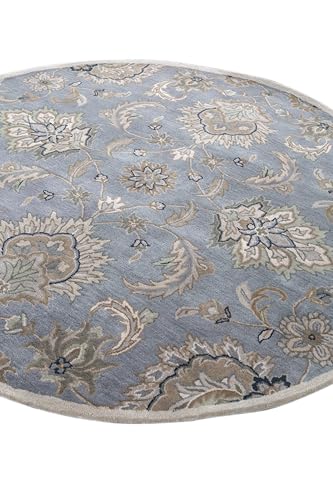 Image of Jaipur Rugs Soft Hand Tufted Oriental 8 x 8 Feet Rug| Blue Handmade Wool Carpet for Living Room, Bedroom & Home
