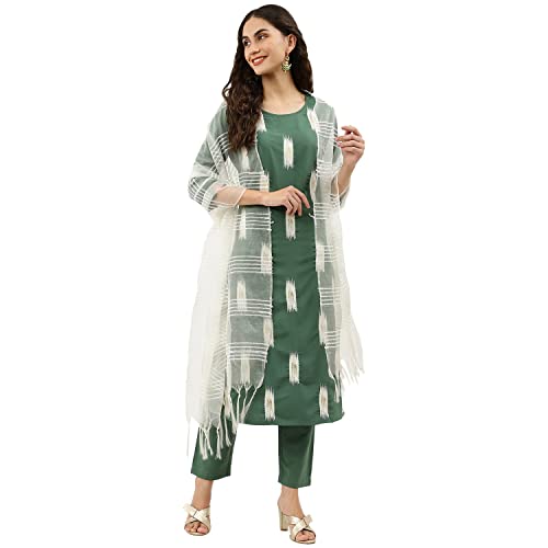 Image of NAINVISH Crepe Kurti Pant & Dupatta | Kurta Set for Women | Women Kurta Pant Dupatta Set | Kurta Pant with Dupatta Set | Printed Kurta Pant Dupatta Set