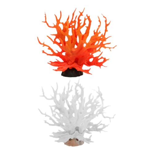 iplusmile 2個 珊瑚装飾 魚水槽用人工サンゴ オーナメント 水族館の装飾 立体的なコーラルデザイン 魚の探索促進 活発な色彩維持 簡単設置可能
