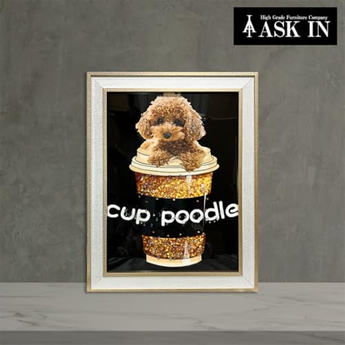 クリスタルアート おしゃれ 35x45cm アート プードル トイプードル 犬 アートパネル 絵 おしゃれ キラキラ 水晶 リビング 玄関 寝室 プレゼント サロン カフェ 誕生日 女性 お祝い 新築 ギフト アスクイン ASK IN トゥインクル カップードル [2]