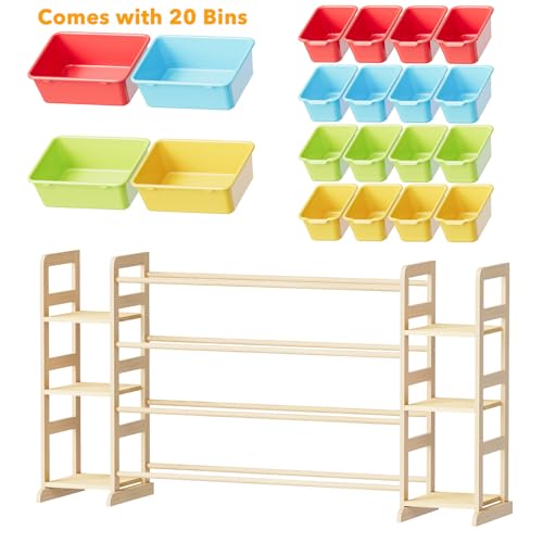 Image of SpaceAid Toy Storage Organizer with 6 Shelves and 20 Bins, Toy Organizers Storage Bookshelf, Kids Bin Shelf Toys Box Bookcase for Bedroom Playroom Organization Room Decor, Multi-Colored