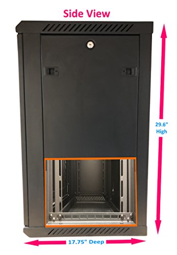 Kenuco 15U Wall Mount Rack Server Cabinet Data Network Enclosure 19-Inch Server Network Rack with Locking Glass Door 16-Inches Deep (BLACK 15U)