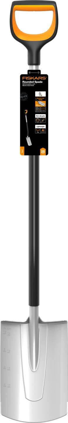 Fiskars Szpadel ogrodniczy do miękkich, mało kamienistych gleb, okrągły, długość: 120 cm, wzmocnione ostrze ze stali borowej, czarny/pomarańczowy, Xact, 1066730