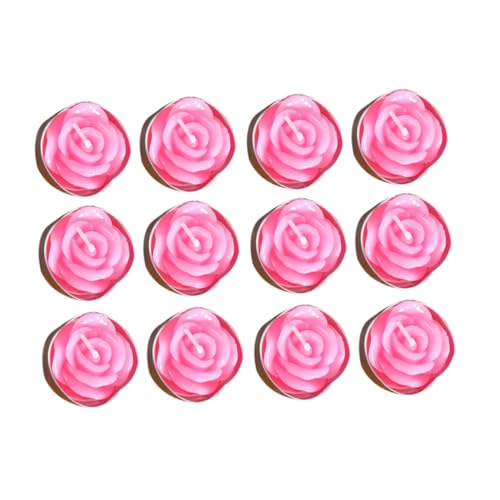 Artibetter 12 Pcs Bougies Chauffe-Thé Bougies Chauffe-Plat Décoratives Bougie Chauffe-Plat Non Parfumée Flottantes En Forme De Fleur De Rose En Vrac Petites...