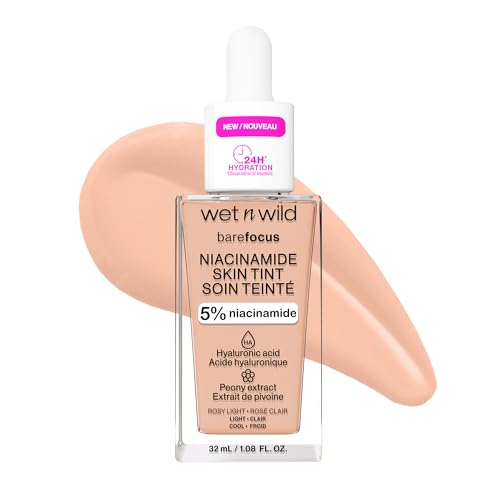 Image of wet n wild Bare Focus Skin Tint, 5% Niacinamide Enriched, Buildable Sheer Lightweight Coverage, Natural Radiant Finish, Hyaluronic & Vitamin Hydration Boost, Cruelty-Free & Vegan - Rosy Light