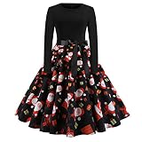 Damen Weihnachtskleid Sexy Langarm Vintage Weihnachtskleider Damen Kleid Damen Elegant Rotes Kleid Kleid Frauen Frühlingskleid Christmas Dresses Mädchen Rot Festlich Festival Große Größe