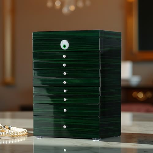 SYENS Wooden Jewelry Box Fingerprint Lockable 9-Layers