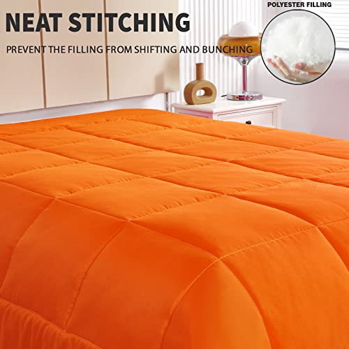 Exclusivo Mezcla Lightweight Reversible 2-Piece Comforter Set All Seasons, Down Alternative Comforter With 1 Pillow Sham, Twin Size, Orange/Yellow #TOP4