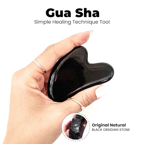 Image of ROSELYNBOUTIQUE Gua Sha Facial Tools & Face Roller Original Face Massager for Puffiness Wrinkless Skin Care Routine - Self Care Gift for Men Women (Black Obsidian)
