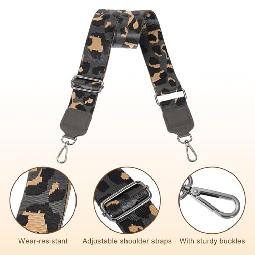 Image of uxcell Wide Shoulder Strap, 5cm Adjustable Purse Strap Replacement Crossbody Strap for Shoulder Bag Handbag, Grey, Black Square Mouth Buckle