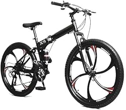 Sunspeed BMV X6 Foldable Cruiser Bicycle | 26-Inch Black Bike with 21-Speed Gears, Dual Disc Brakes, Hydraulic Suspension, and Strong Carbon Steel Frame | Great for City Rides and Off-Road Adventures