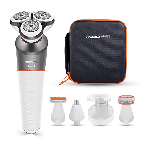 Roziaplus Electric Razor for Men Beard Trimmer 5 in 1 Grooming Kit Electric Shaver Rechargeable Waterproof Rotary Shavers Cordless Nose Hair Trimmer