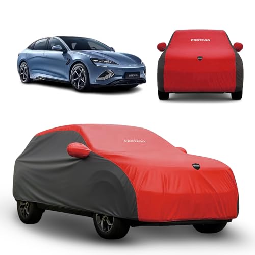 Image of PROTEGO Prime Series India's 1st Anti-Tear Car Cover for BYD Seal | Heavy-Duty, Custom Fit, All Weather Protection | 100% Waterproof, Windproof & Hail Resistant | 2-Year Warranty | Red + Black